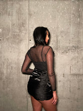 Black-Shimmer Ruched Mini-Skirt